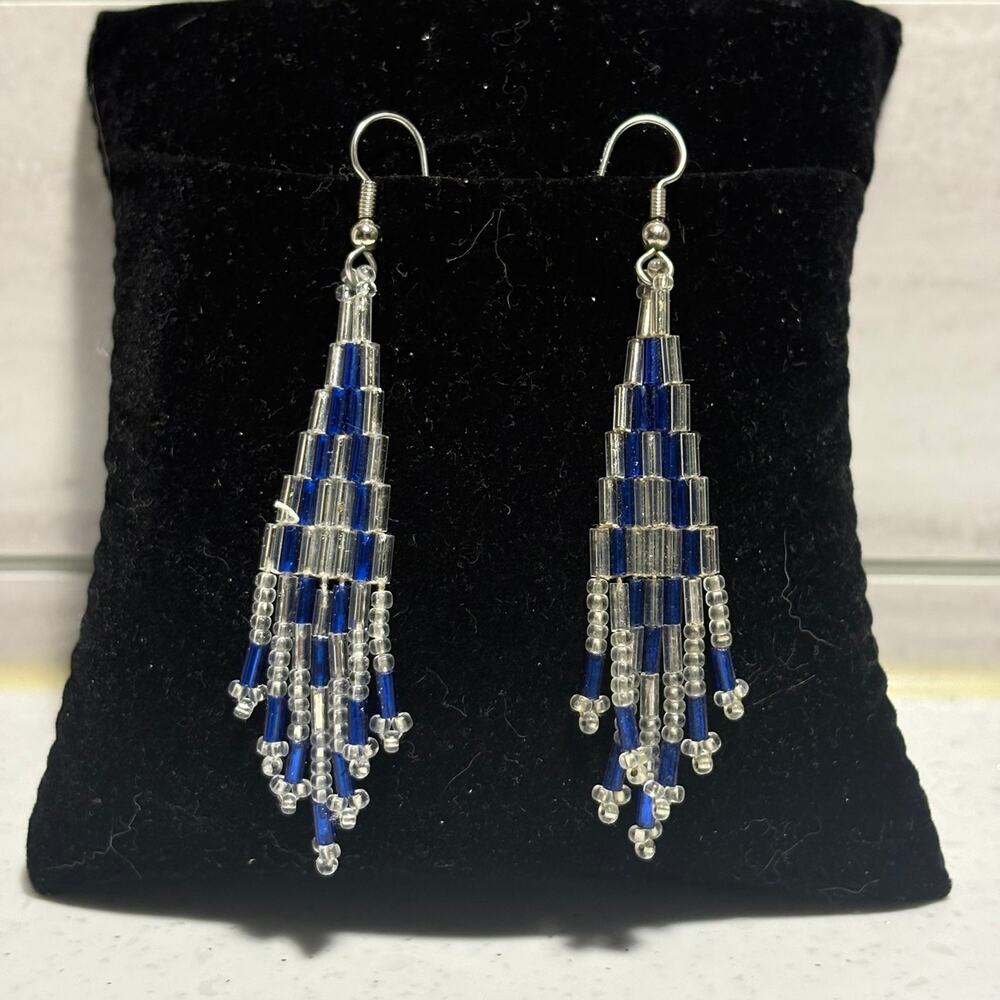 Vintage-style beaded chandelier earrings